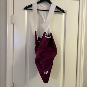 Maroon Cycling Bib Shorts with White Straps